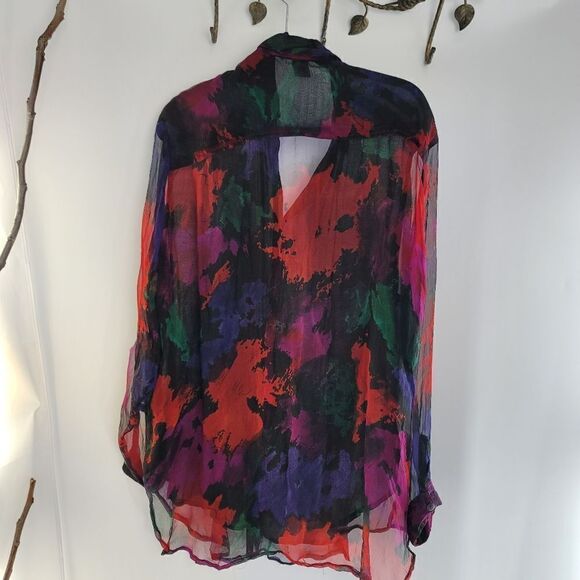 Vintage 90s sheer abstract floral sheer blouse - Picture 1 of 9